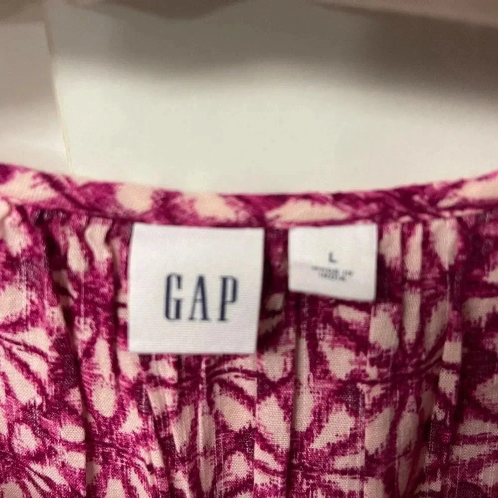 GAP NWOT Floral Pink Boho Babydoll Lined Long Sleeved Dress- Size L - Picture 6 of 7